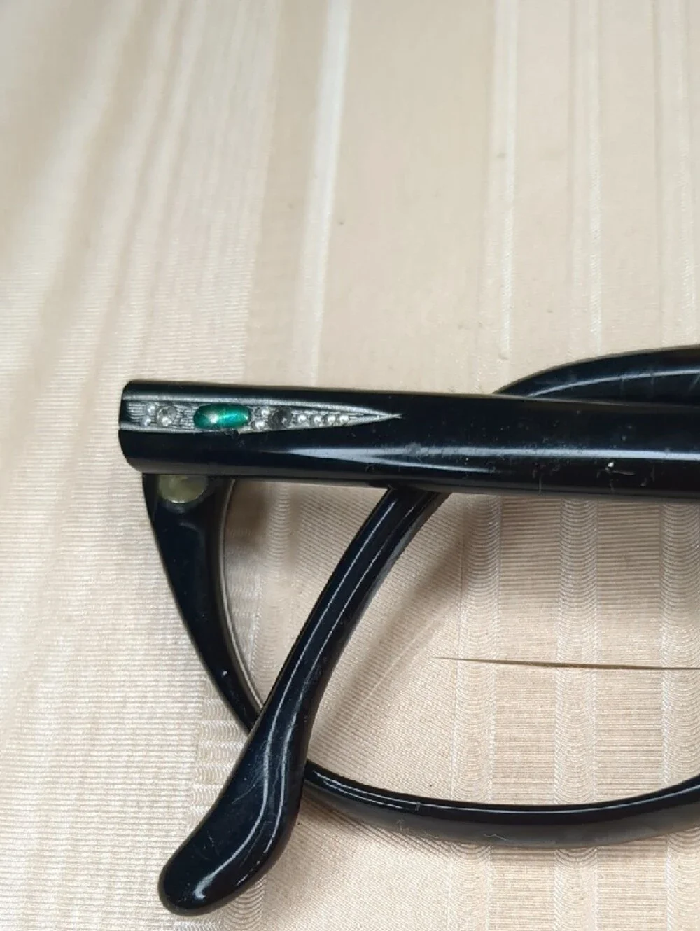 Vintage 50s Rhinestone Cat-Eye Glasses Chica Art Line France Black